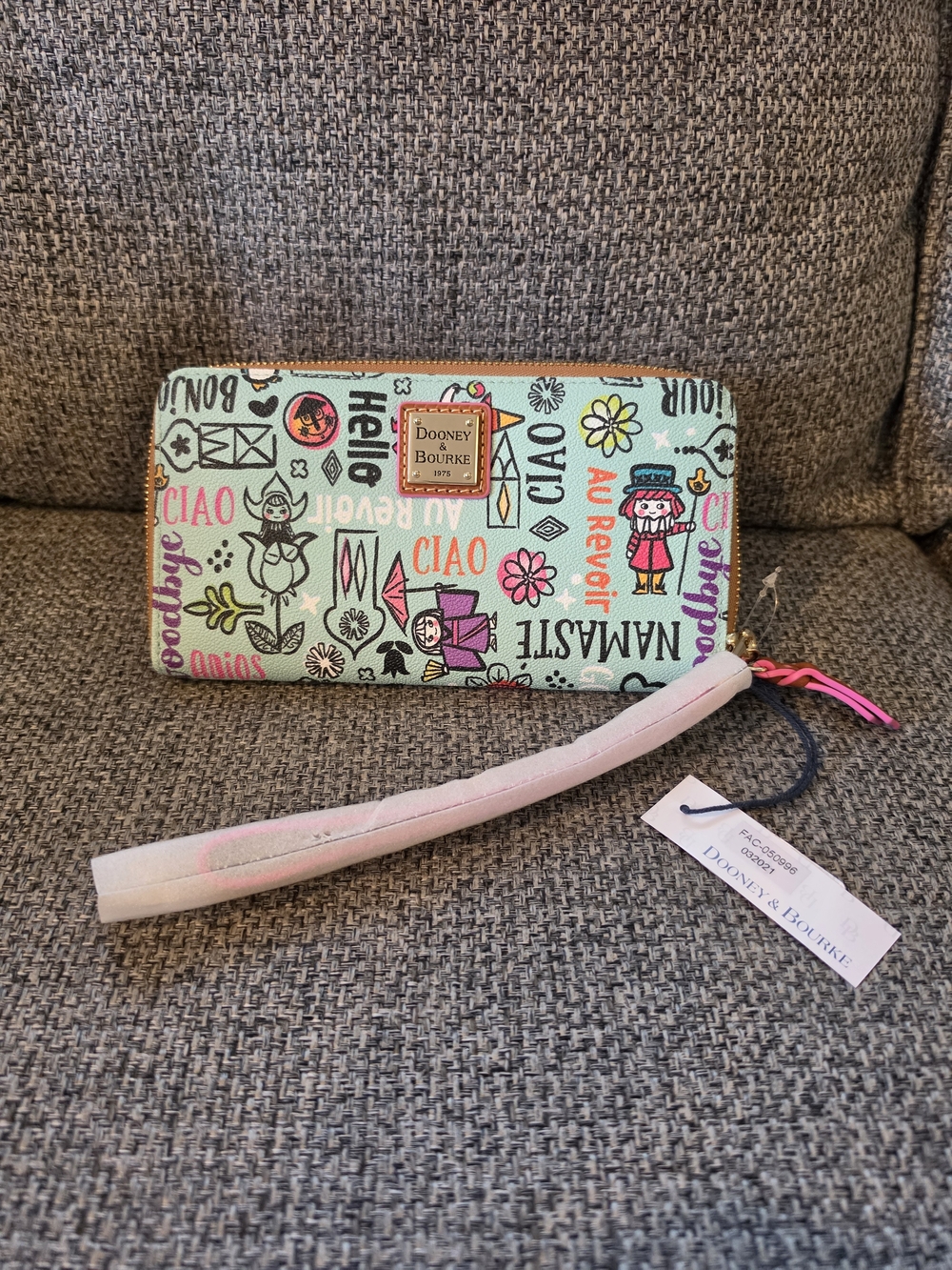 Dooney & Bourke Disney It's A Small World Zip Wallet Wristlet